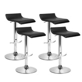 set of 4 Bar Stools SENA Kitchen Swivel Bar Stool PU Leather Chairs Gas Lift Black - BSR